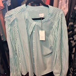 A New Day Green Striped Blouse